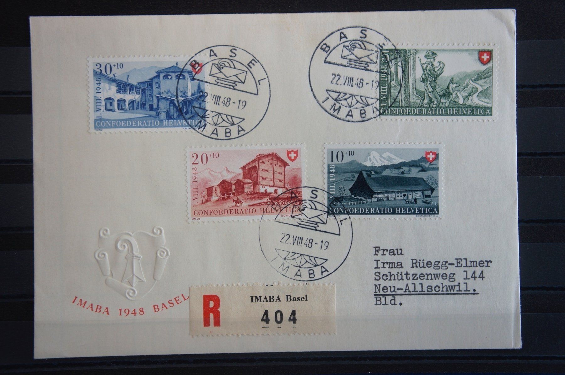Tutti i francobolli: CH - Pro Patria - Satzbrief 1948 – Usato da Rombach venduto da VENTIS-Auktionen
