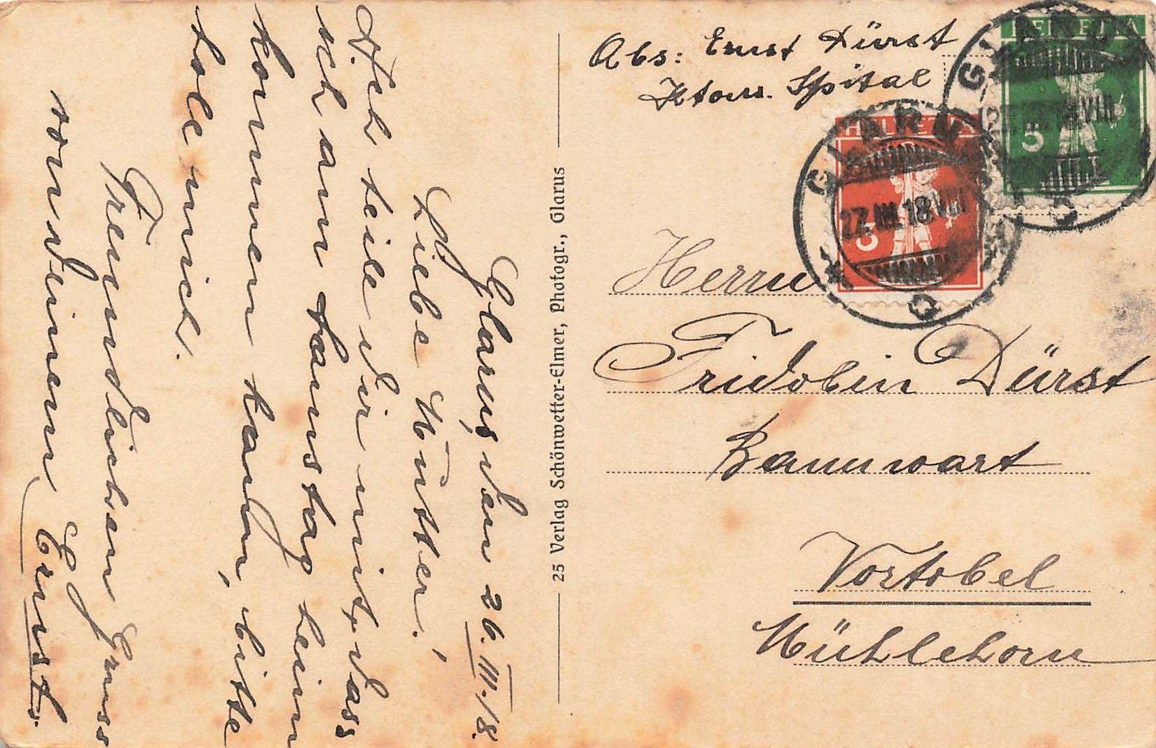 Cartes postales: Kantonsspital Glarus – D'occasion à Biasca par Blenio71 1