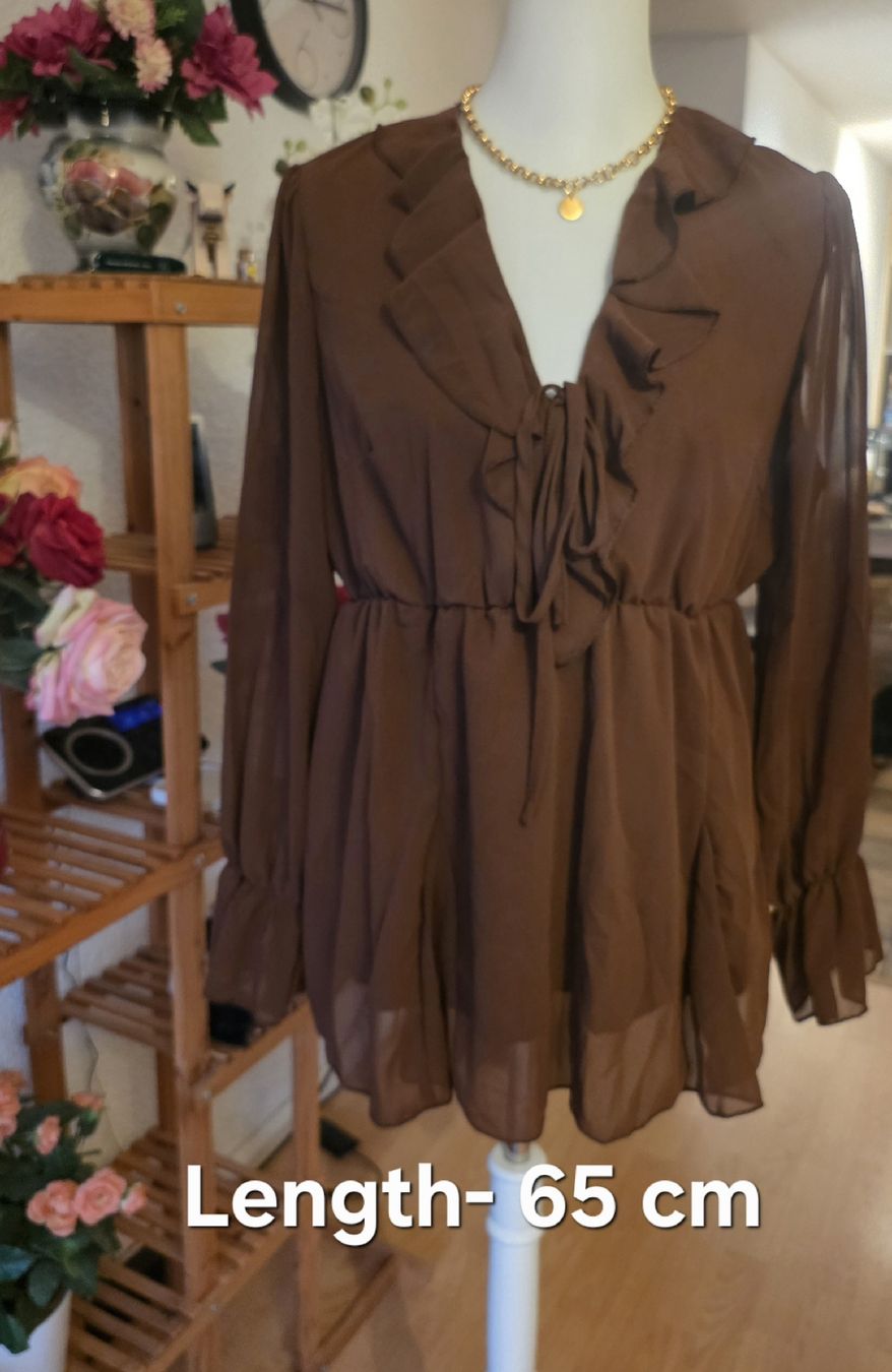 Chemisiers: Blouse brown, long sleeve, 100% Polyester, length 65  – D'occasion à Klingnau par fairy.princess