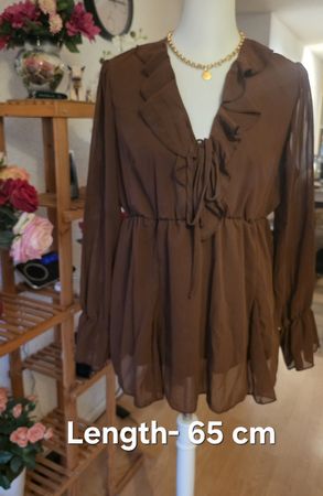 Blouse brown, long sleeve, 100% Polyester, length 65 