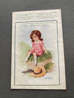 Alte Postkarte Mädchen mit Hut, Sommergruss, antike Rarit...