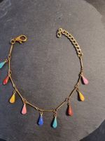 Bracelet Doré Gouttes Émaillées Multicolores Léger