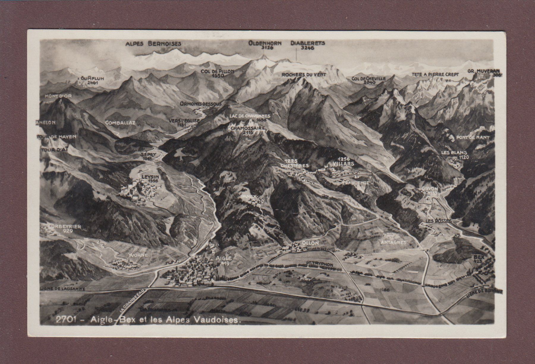 Cartoline postali: AIGLE - BEX - Alpes vaudoises - 1933 – Usato da Pully venduto da nicecards
