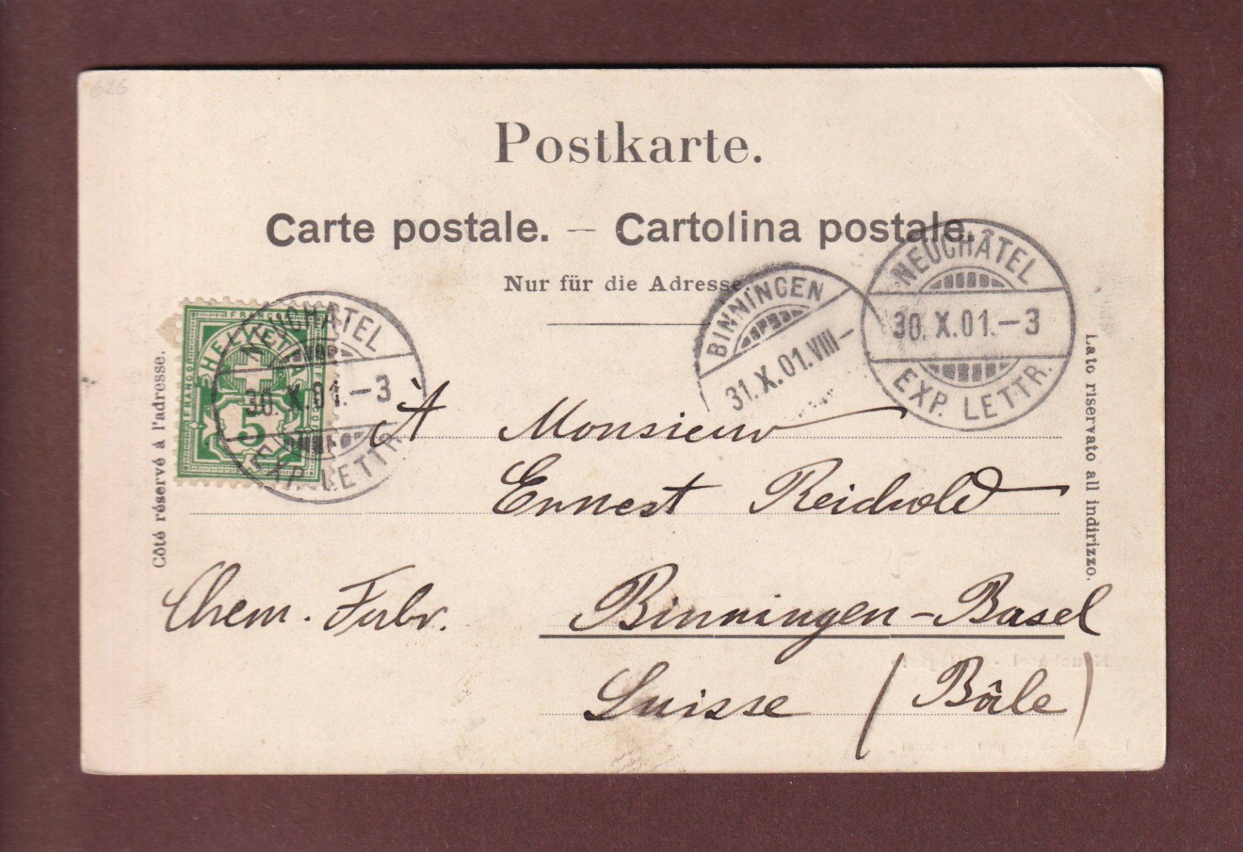 Cartoline postali: NEUCHÂTEL - Collégiale - 1901 – Usato da Pully venduto da nicecards-shop 1