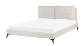 Bett mit Lattenrost Chenillegewebe 180 x 200 cm Hellbeige