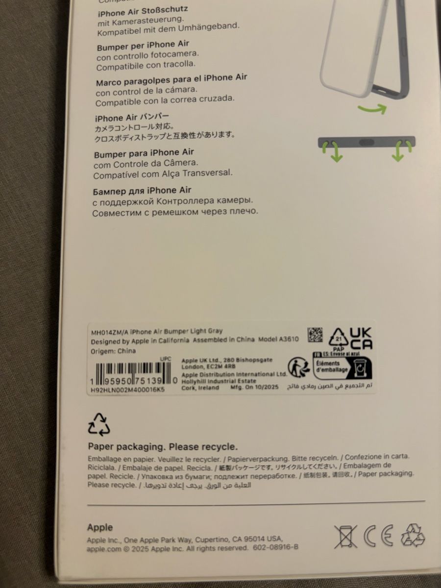 Apple Cover & Protezioni schermo: Apple Iphone Air Bumper Light Grey – Nuovo (secondo la descrizione) da Dottikon venduto da rentosio 1