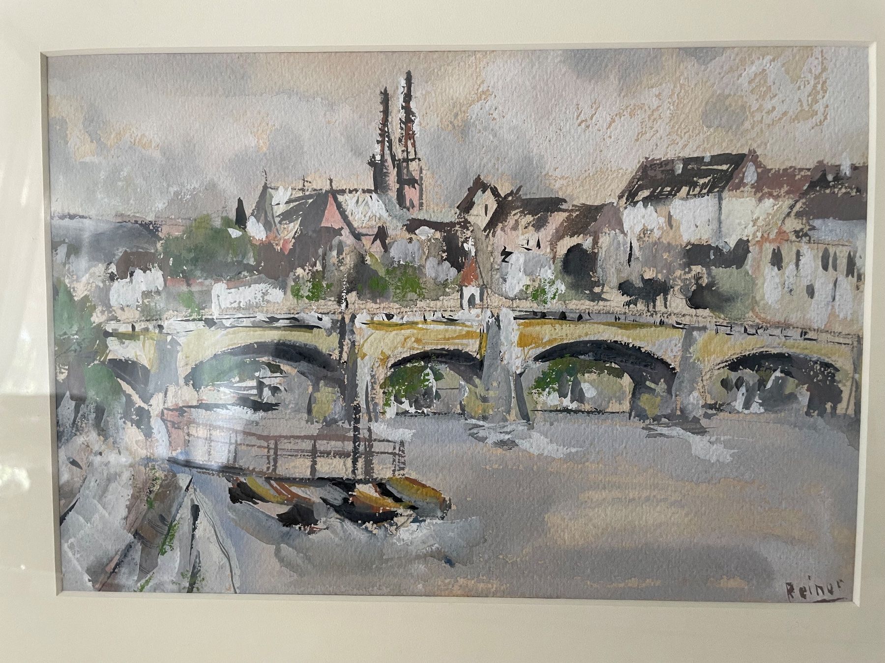 Poster & Bilder: Bild Aquarell Mittlere Rheinbrücke, Basel – Gebraucht aus Wald ZH von Goeoenk