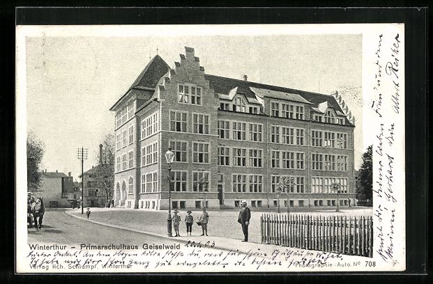 Ansichtskarten: Winterthur, Primarschulhaus Geiselweid – Gebraucht aus Berlin von bartko-reher