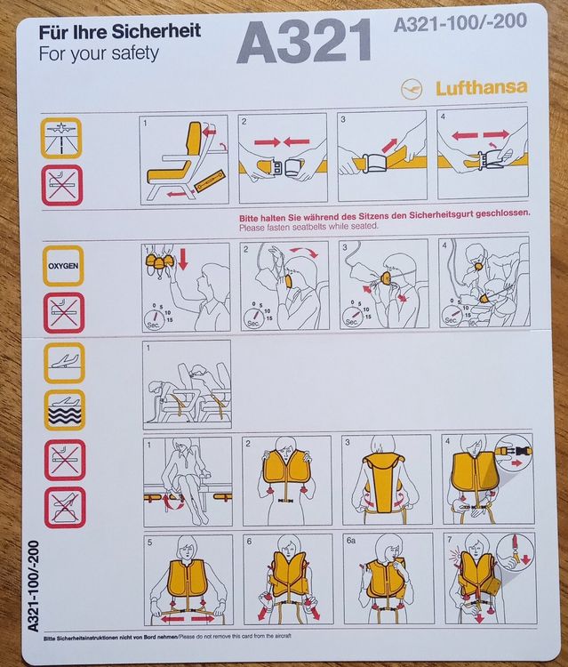 Safety Card A321 der Lufthansa (Gebraucht) in Bern für CHF 3 – nur ...