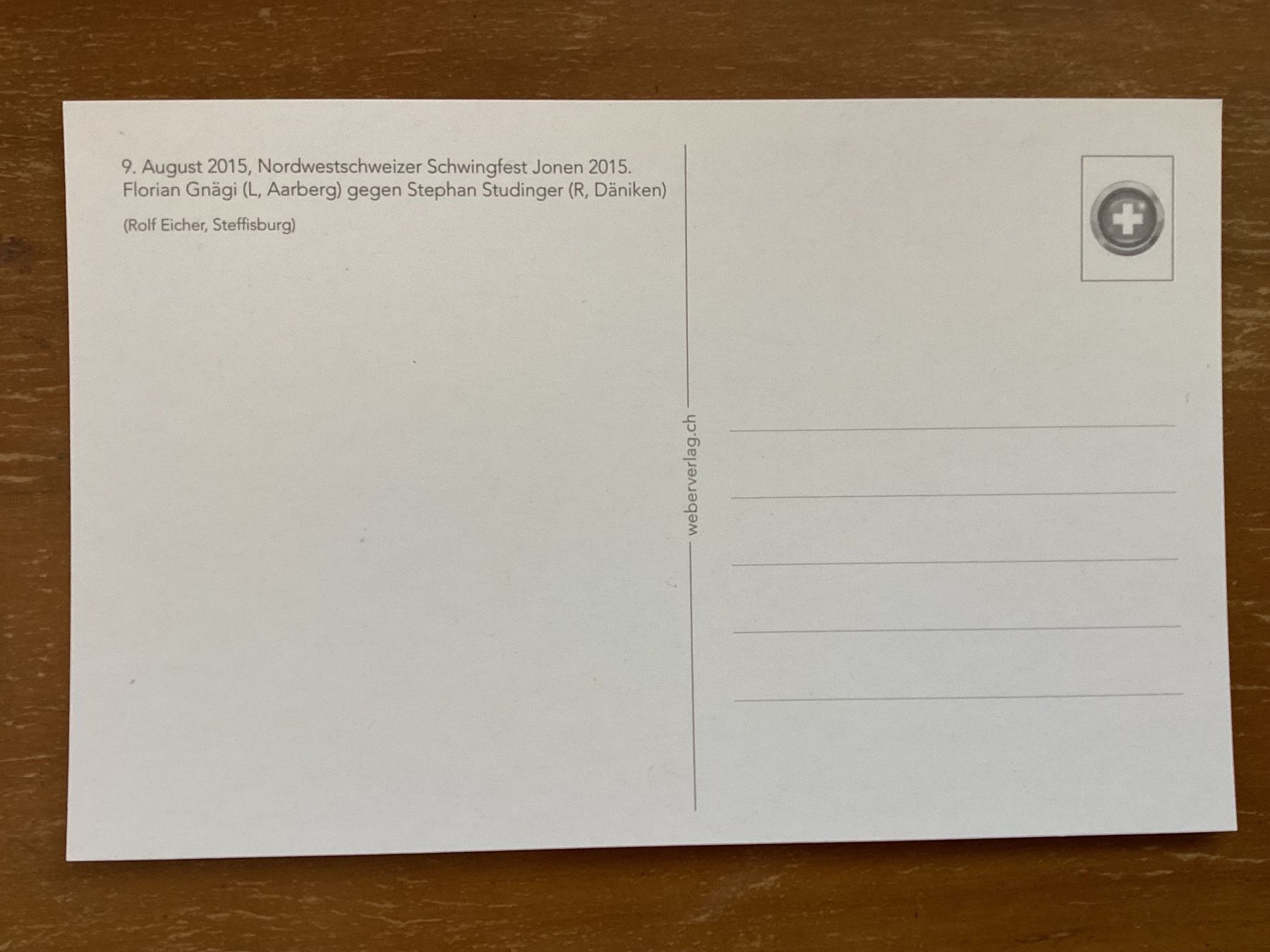 Cartoline postali: AK Schwingfest Jonen 2015, Gnägi Florian & Studinger Stephan – Nuovo (secondo la descrizione) da Zürich venduto da Tolima194 1