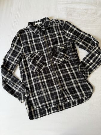 Chemise à carreaux Mango noire et blanche - Taille S