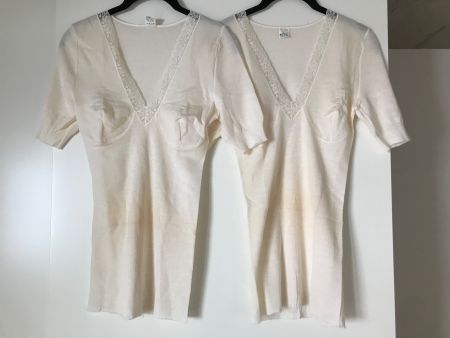 Hanro Lot de 2 hauts en laine écrue