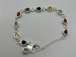Bracelet pierres multicolores en forme de gouttes en Argent
