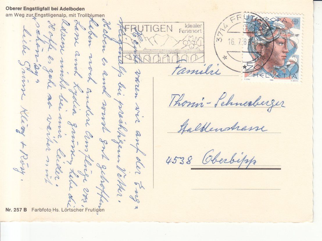 Cartoline postali: Engstligfall 1986 – Usato da Bürglen TG venduto da StampGraf 1