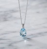 Zarte Aquamarin Silber 925 Anhänger - Neu