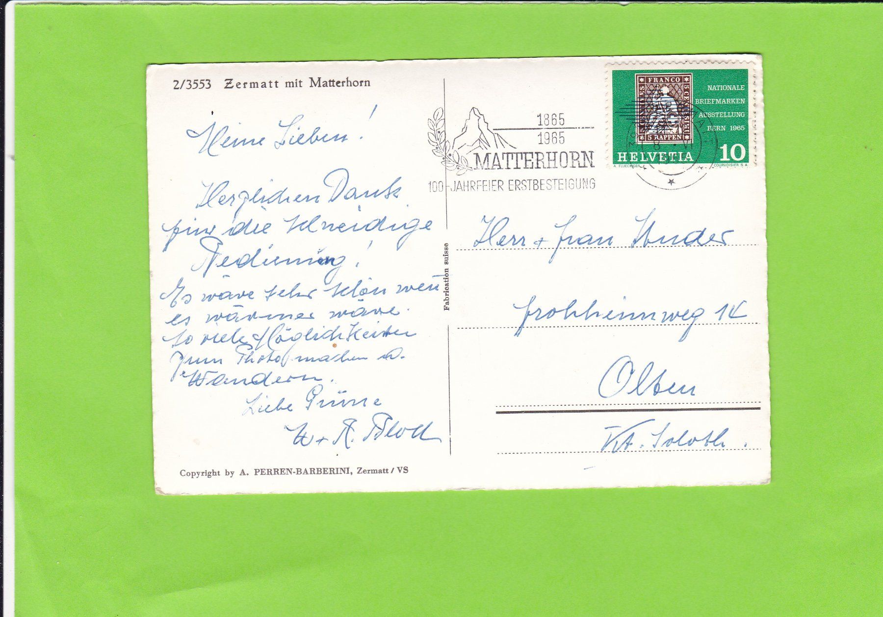 Cartoline postali: Zermatt – Usato da St. Peterzell venduto da neckertal 1