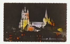 Ansichtskarte von Lausanne mit der Beleuchteten Kathedrale