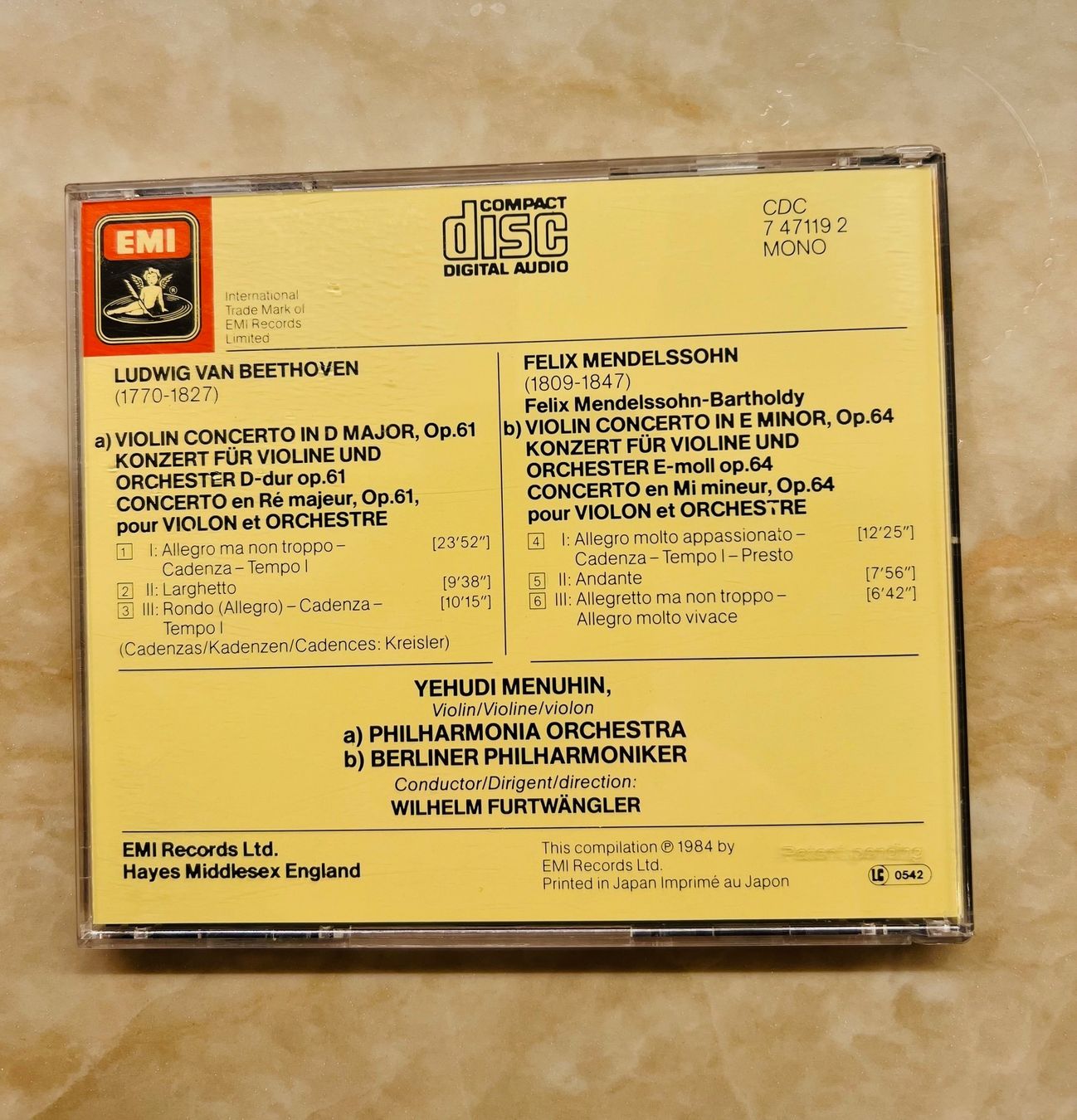 CD: Beethoven / Mendelssohn - Violinkonzerte - Y. Menuhin – Usato da Liestal venduto da 99katzen 1