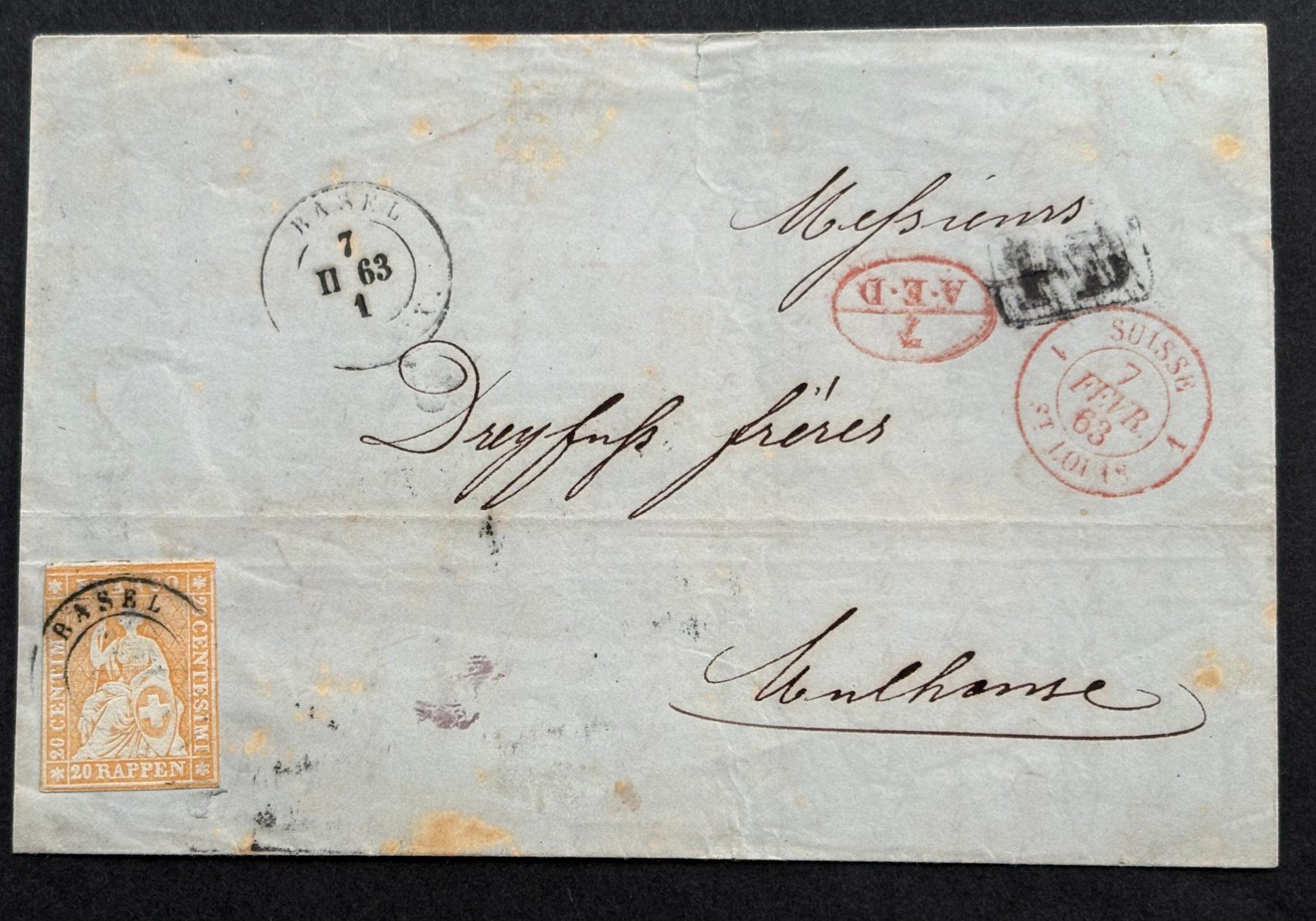 Alle Briefmarken: FALTBRIEF STRUBEL BASEL 1863 – Gebraucht aus Ostermundigen von Heavenmaus75