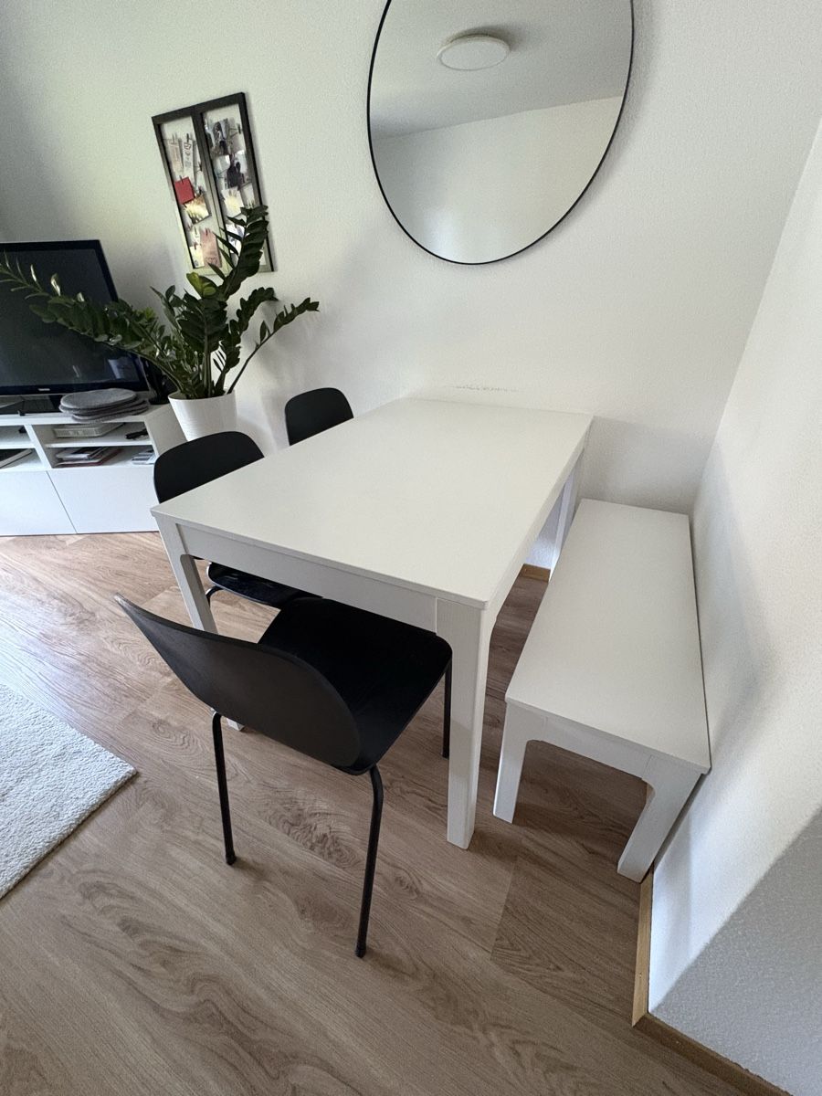 Ikea Tavoli: Table à manger extensible 120/140 × 80 cm + banc assorti – Usato da Biel/Bienne venduto da crm_2l6n 2