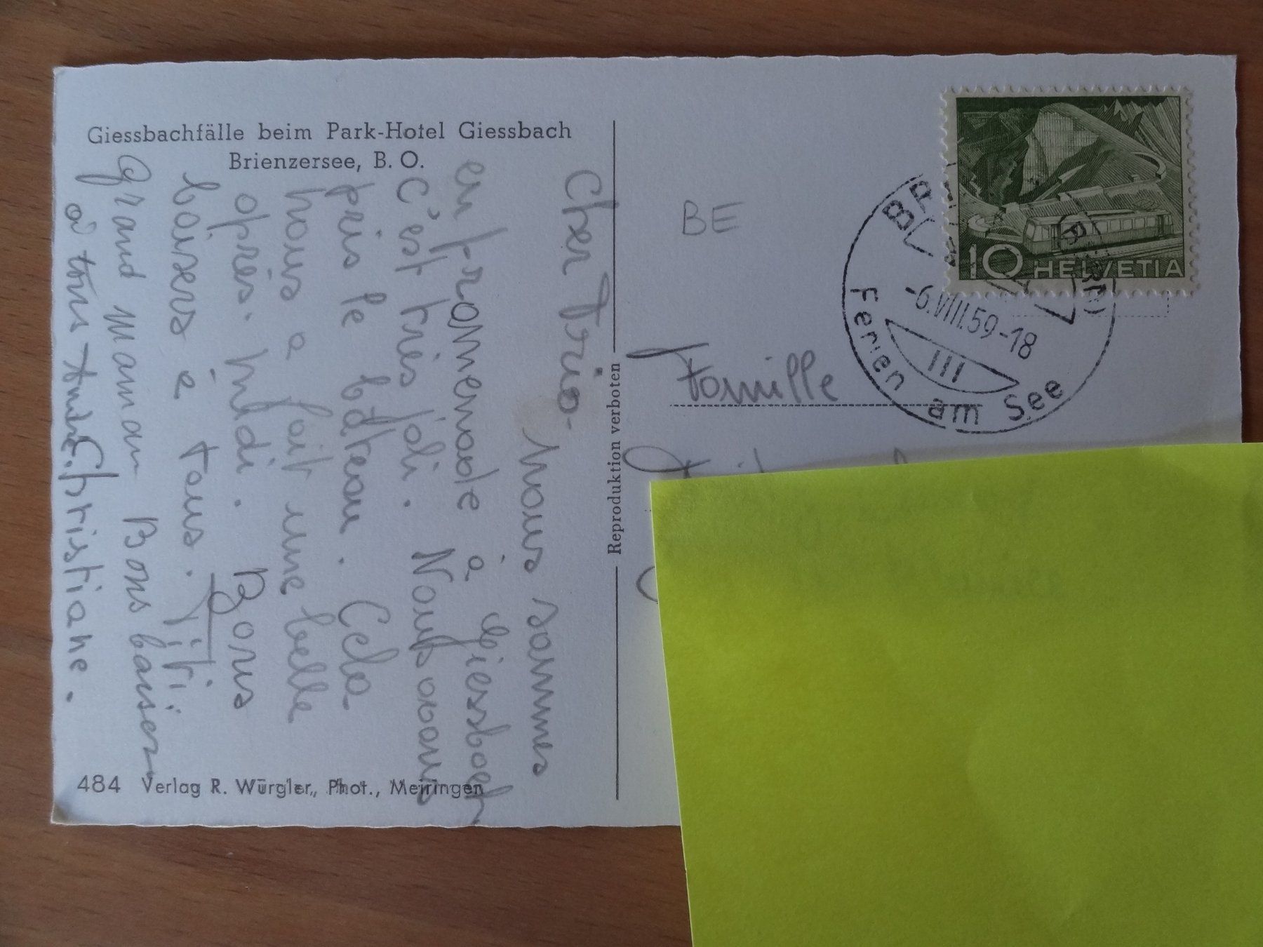 Cartoline postali: Giessbachfälle beim Park-Hôtel Giessbach – Usato da St Léonard venduto da Riglin 1