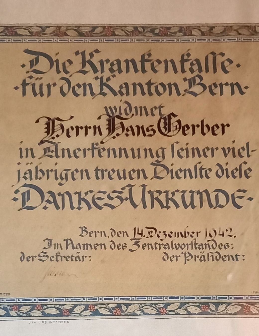 Dokumente: URKUNDE von 1942 / in antikem Bilderrahmen – Gebraucht aus Marbach LU von Ilrebo 3