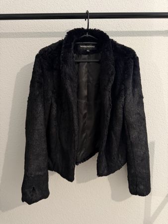 Warehouse Faux Fur Jacket Black 