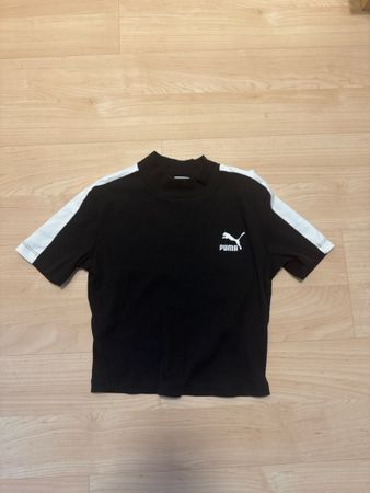 Schickes Puma Damen T-Shirt, Grösse 36, Schwarz/Weiss