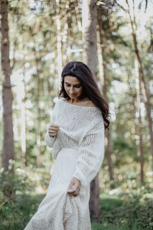 Braut Pullover Pulli Standesamt Hochzeit Mohair Seide neu