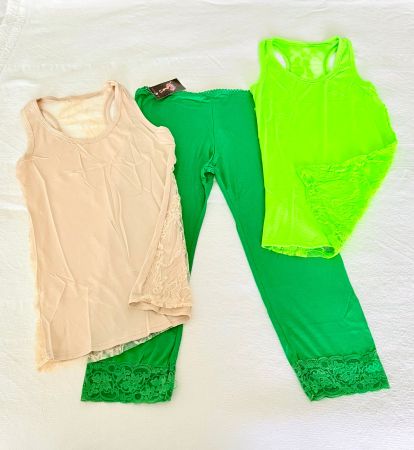 3 Stück Set Damen Top & Caprihose