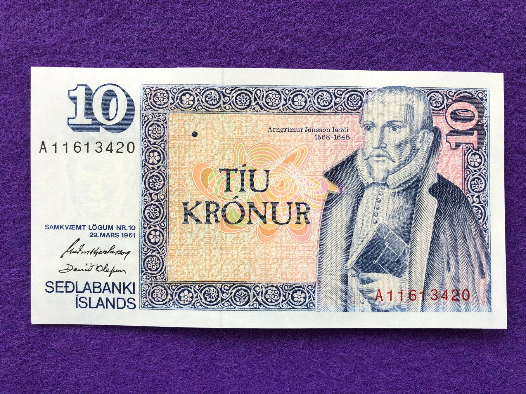 Billets de banque: Island 1961 - 10 Kronen UNC - Kronur – Neuf avec emballage d'origine à Pfäffikon SZ par Sieben77