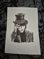 Willy Wonka / Johnny Depp - Portrait au stylo