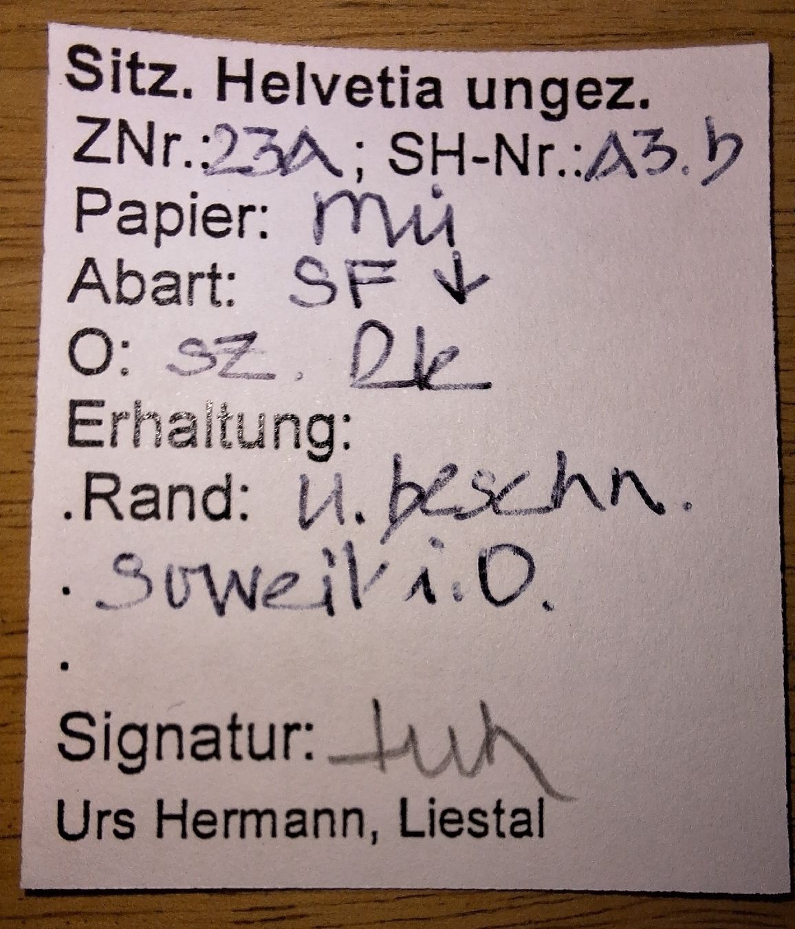 Tutti i francobolli: Strubel 23A3.b mit Befund Kat. 110.- – Usato da Balgach venduto da SIMEON27 2