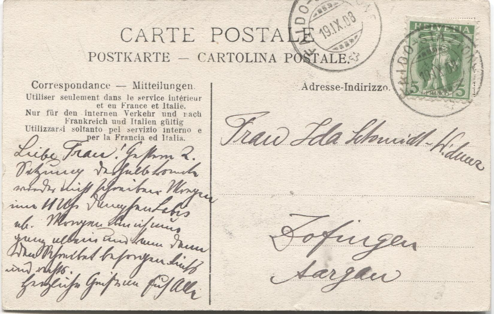 Cartoline postali: FAIDO TI 1908 Piazza della Cattedrale – Usato da Rothrist venduto da Clanx 1