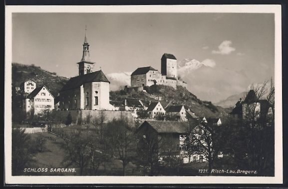 Cartoline postali: Sargans, Schloss Sargans u. Kirche, Pano – Usato da Berlin venduto da bartko-reher