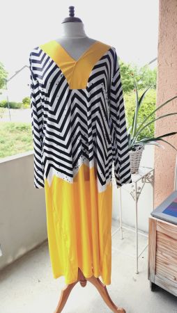 Emilia Weber Kleid gelb/schwarz/weiss, Gr. L, NEU!