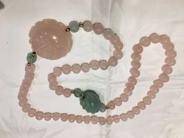 Damen Große Rosenquarz & Jade Halskette von Brasilien  , NEU