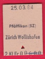 KARTON BILLETT, PFÄFFIKON(SZ) - ZÜRICH WOLLISHOFEN, 2.KLASSE