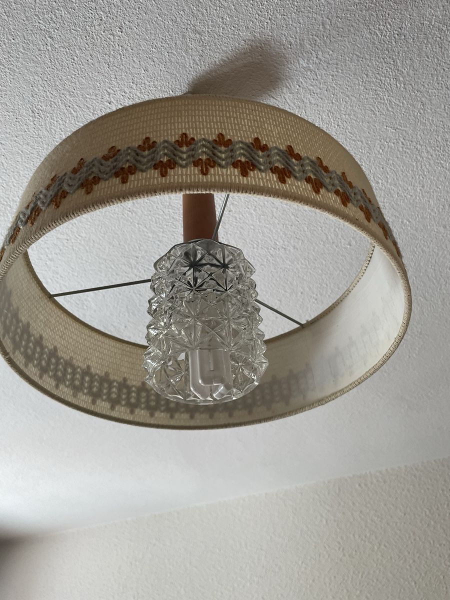 Lampadari & plafoniere: Deckenlampe Vintage Textilschirm mit Glaskörper beige – Usato da Urdorf venduto da Msakul