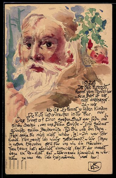 Ansichtskarten: Handgemalt: Weihnachten 1924, Weihnachts – Gebraucht aus Berlin von bartko-reher