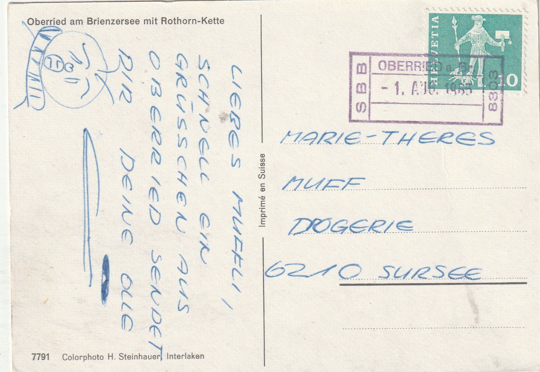Cartoline postali: Oberried am Brienzersee – Usato da Lumbrein venduto da made02 1