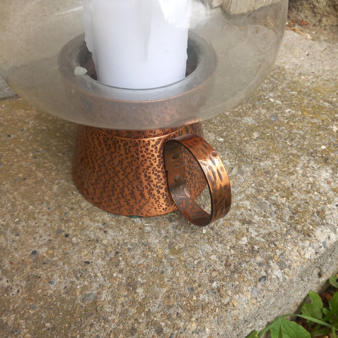 Kerzenständer: Windlicht Glas mit Kupferfuss – Gebraucht aus Ebnat-Kappel von blazzi 1