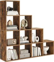Bücherregal 10 Fächer Stufenregal offen 129 cm Braun