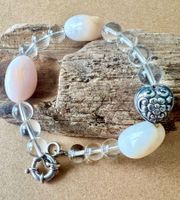 Silberarmband Andenopal Bergkristall mit Herz - 20cm Unikat