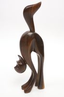 Katzenfigur aus edlem Holz