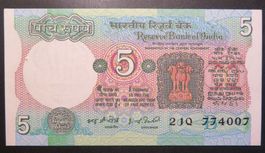 Banknote Indien, 5 Rupees, Traktor 1977