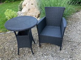 Gartentisch mit Stuhl, schwarz
