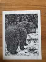 Lithografie Bild Bär - P. Bergmann handsigniert