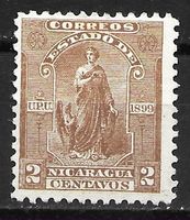 Nicaragua 1899: Frauengestalt, Symbol der Gerechtigkeit