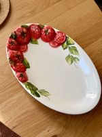 Servierteller Keramik mit Tomaten Dekor oval neu